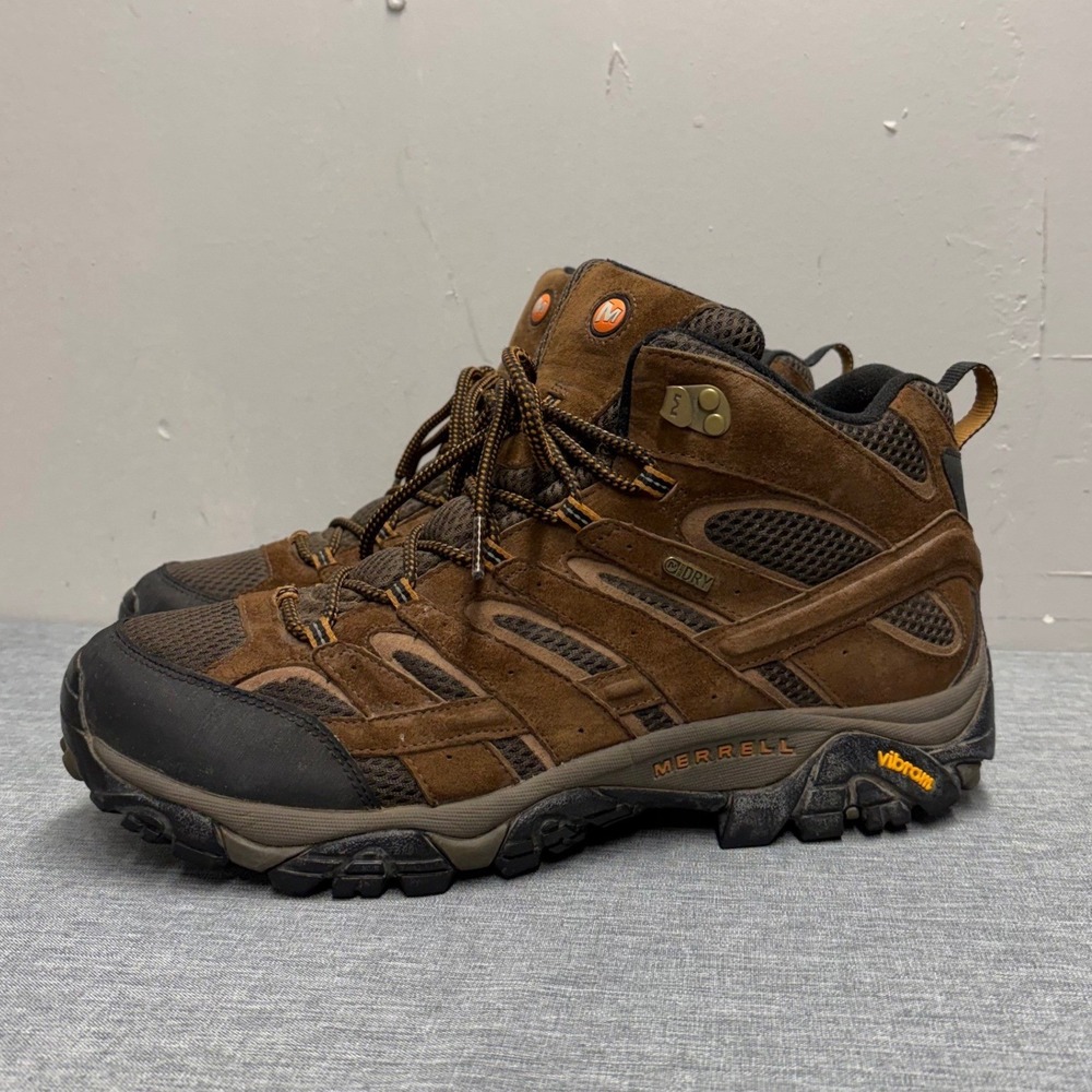 Merrell Hiking Boots Mens 13 Brown Moab 2 Mid Waterproof M-Select DRY Vibram S94